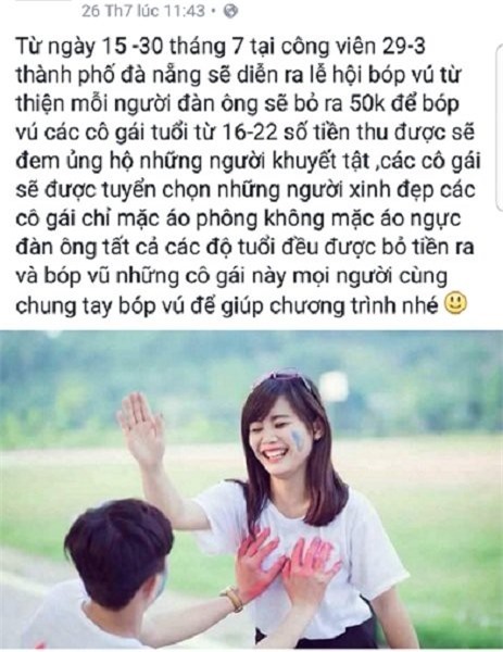 Chủ facebook tung tin "sờ ngực thiếu nữ từ thiện" bị phạt 5 triệu đồng