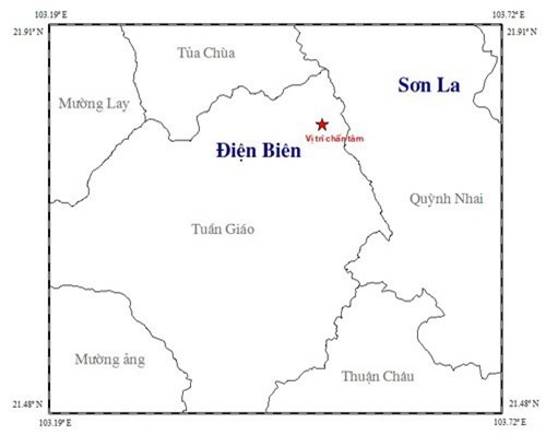 Động đất cường độ 3,9 độ richter ở Điện Biên 