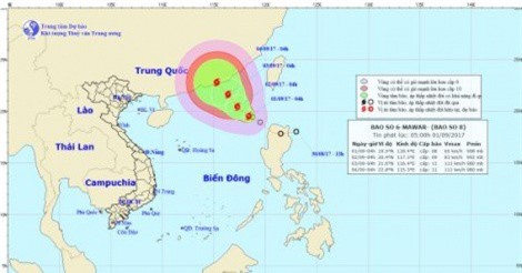 Bão số 8 ngoài Biển Đông hướng thẳng vào Trung Quốc