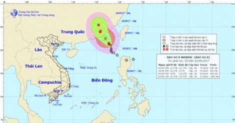 Bão số 8 mạnh cấp 8, giật cấp 11 hoành hành trên biển Đông