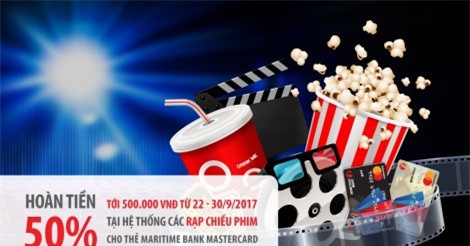 Hoàn tiền đến 500.000 cho chủ thẻ Quốc tế Maritime Bank Mastercard tại CGV, Lotte Cinema, BHD và Galaxy