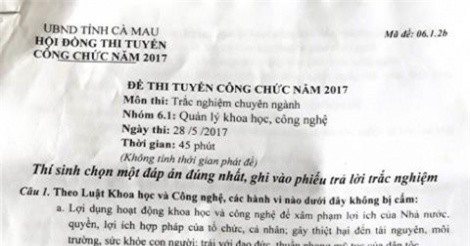 Khởi tố điều tra vụ lộ đề thi tuyển công chức ở Cà Mau