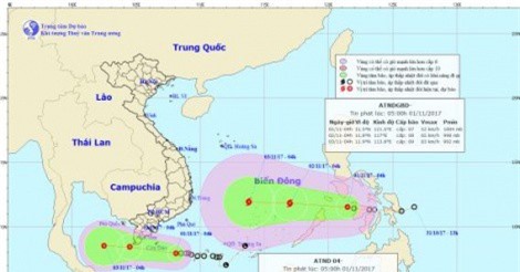 Hai cơn áp thấp nhiệt đới sắp hoành hành trên biển Đông