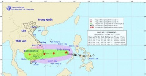 Áp thấp nhiệt đới trên biển Đông đã mạnh lên thành bão số 12