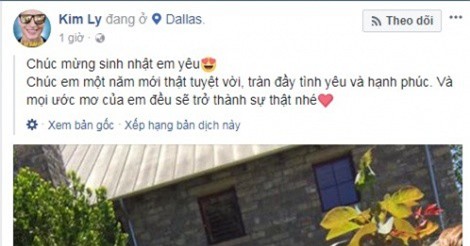 Kim Lý gửi lời “Chúc mừng sinh nhật em yêu” đến Hồ Ngọc Hà