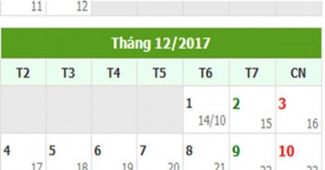 Người lao động nghỉ mấy ngày trong dịp Tết Dương lịch 2018?