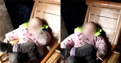 SỐC: Ông bà cười “khoái chí” khi cháu trai 4 tuổi phì phèo điếu thuốc