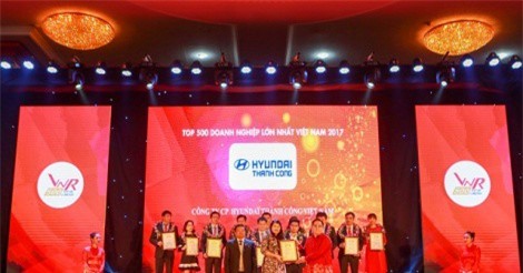 Hyundai Thành Công xếp hạng 20 trong Top 500 doanh nghiệp tư nhân lớn nhất Việt Nam