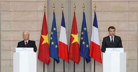 Tổng Bí thư Nguyễn Phú Trọng hội đàm với Tổng thống Emmanuel Macron