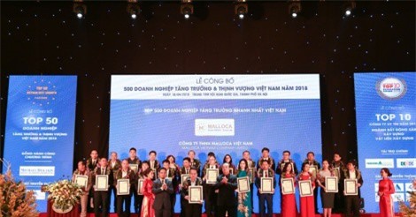 Malloca Việt Nam - Top 500 doanh nghiệp tăng trưởng nhanh nhất Việt Nam 2018