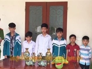 6 thiếu niên trèo tường trộm các đồ vật bằng đồng ở Ninh Bình