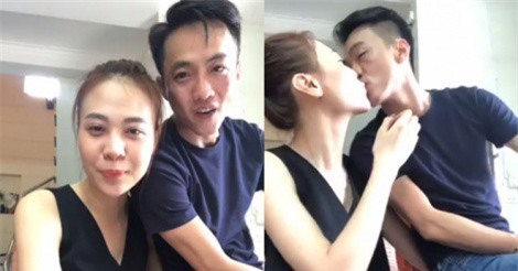 Cường Đô La hôn và gọi Đàm Thu Trang là vợ khi livestream