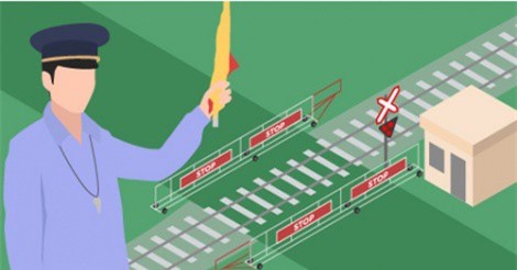 Tàu hỏa đâm hỏng biển báo hiệu vì nhân viên gác chắn đau bụng