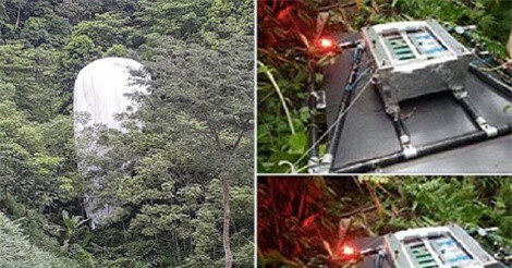 Vật thể lạ chứa máy quay từ trên trời rơi xuống rừng Hà Giang