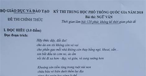 Nóng: Gợi ý giải đề thi môn Ngữ văn THPT quốc gia 2018