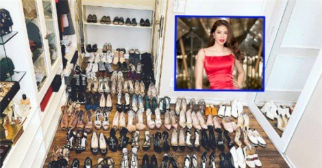 "Lác mắt" với tủ giày trăm đôi toàn hàng hiệu của mỹ nhân Việt