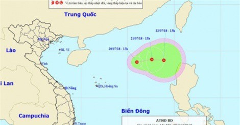 Xuất hiện áp thấp nhiệt đới trên Biển Đông
