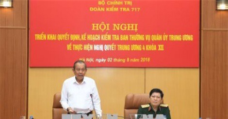 Đoàn Kiểm tra Bộ Chính trị làm việc với Ban Thường vụ Quân ủy Trung ương