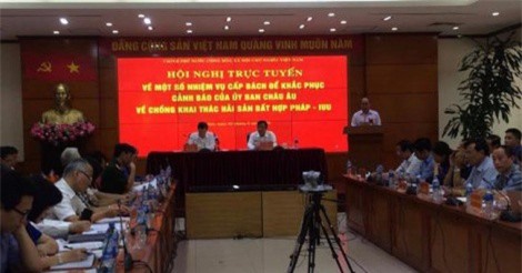 Họp trực tuyến với các tỉnh về giải quyết thẻ vàng thủy sản